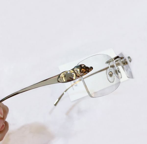 silver rimless eyeglasses frame clear lens optical glasses frames fashion sunglasses frames for men with box, Black